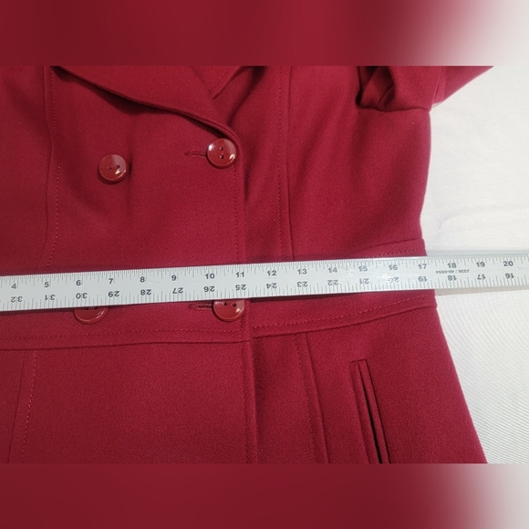 Kenneth Cole Reaction Womens Size 10 Burgandy Wool Blend Pea Coat Size 10 - Picture 4 of 11